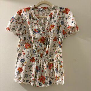 Margaret O Leary Silk Floral Top Size S